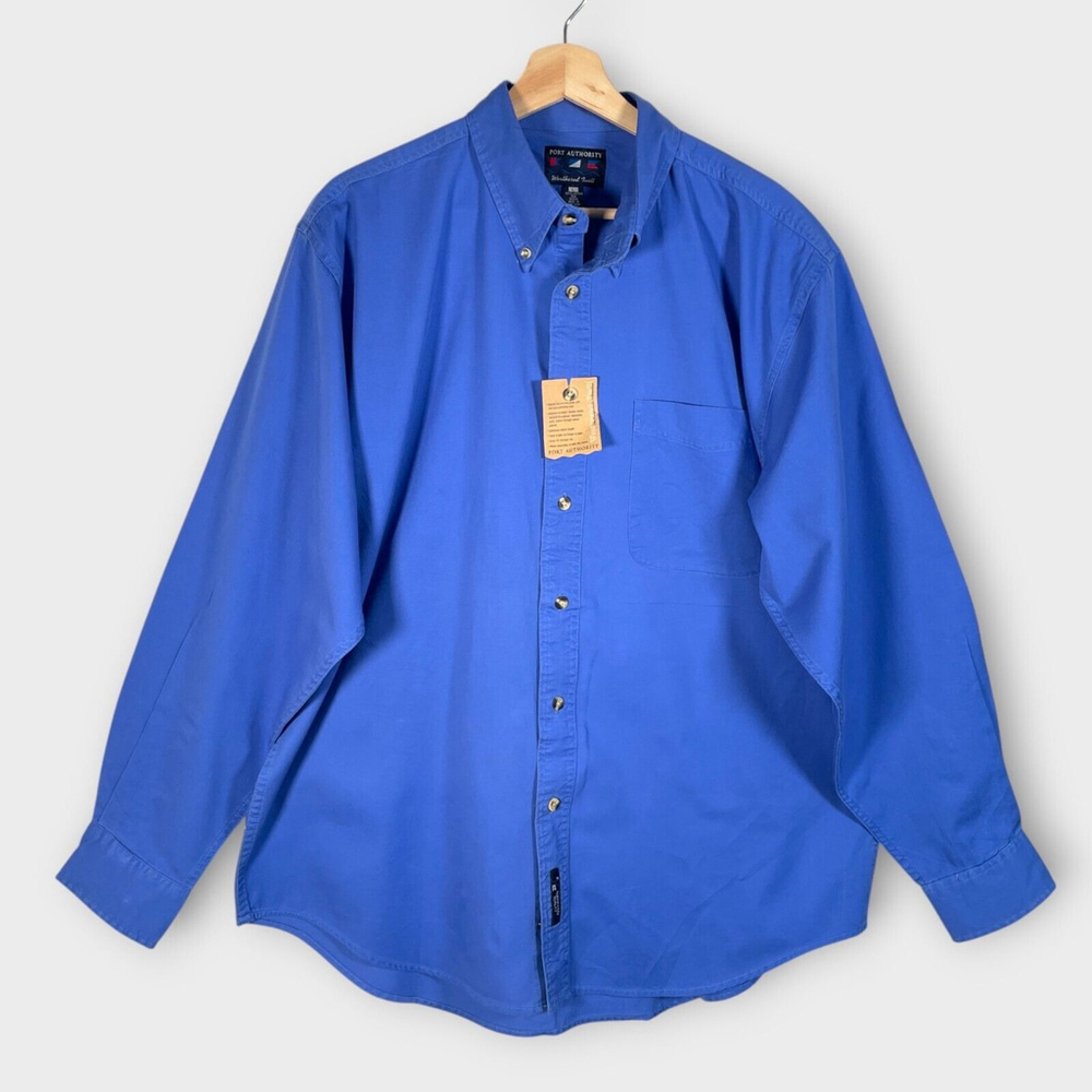 Port Authority Weathered Twill Shirt Men's LARGE S605 100% Cotton Long Sleeve